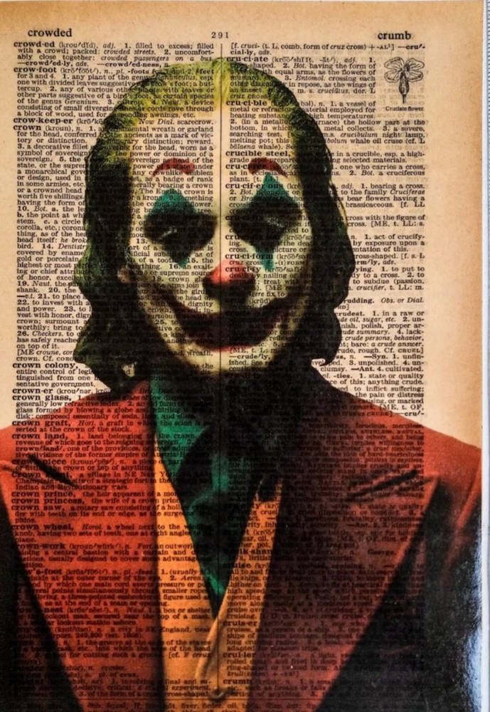 VINTAGE DICTIONARY PRINT OF JOAQUIN PHEONIX JOKER